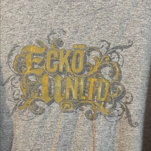 Men's vintage Ecko Unltd Gray and Gold Graphic Tee